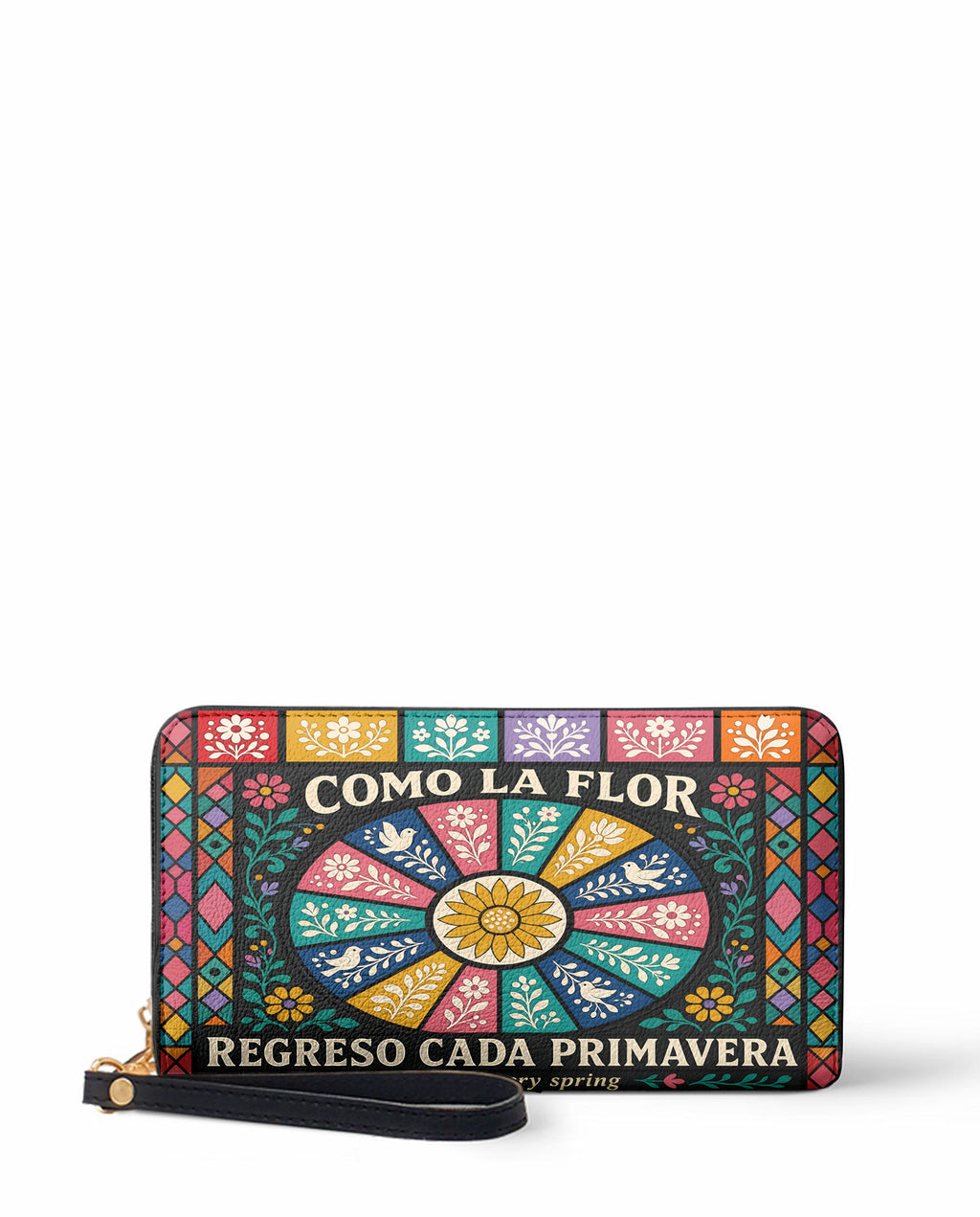 "Como la flor, regreso cada primavera" ver.2 Long Wallet - front view | Paleta Bags