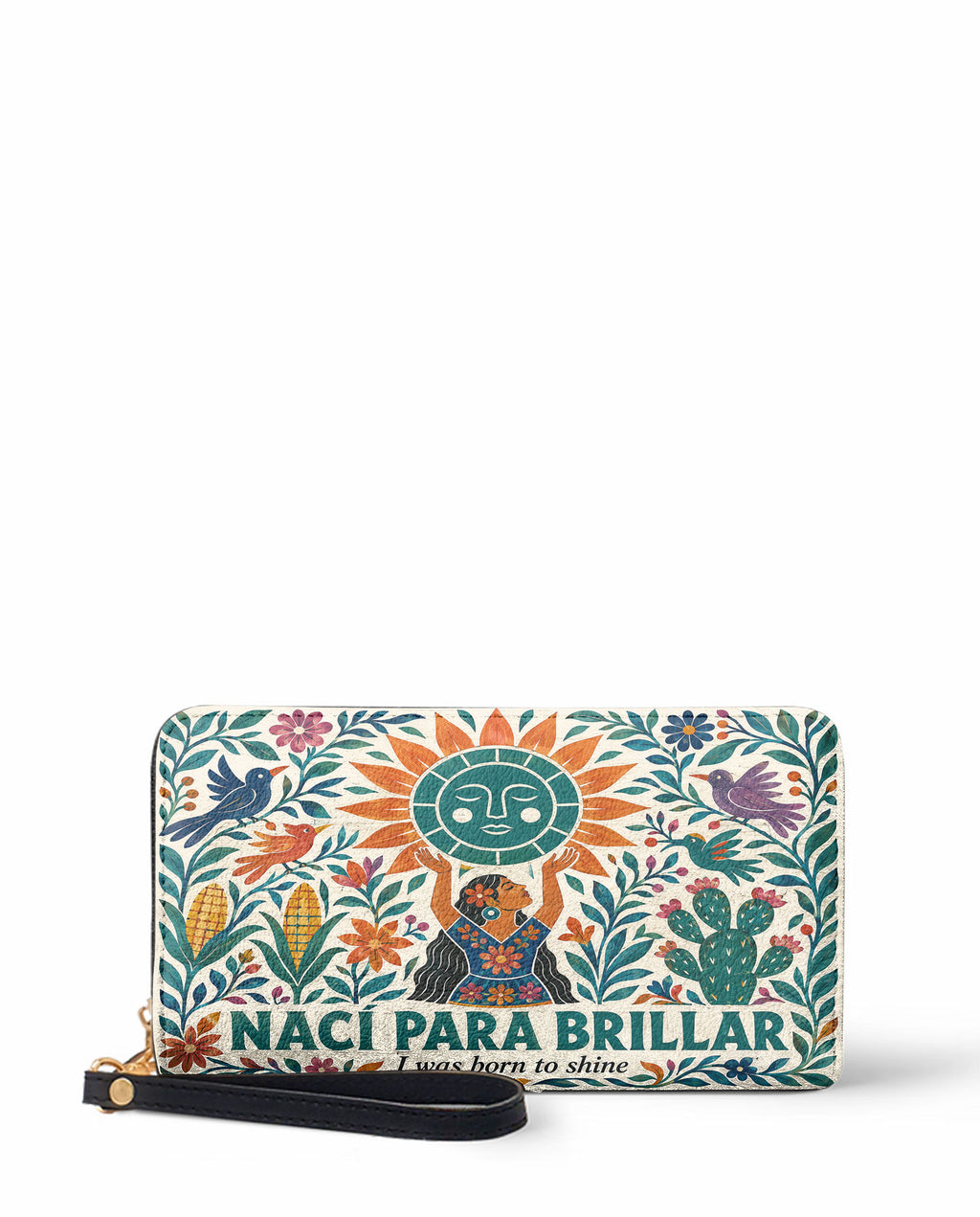 "Nací para brillar" ver.2 Long Wallet - front view | Paleta Bags