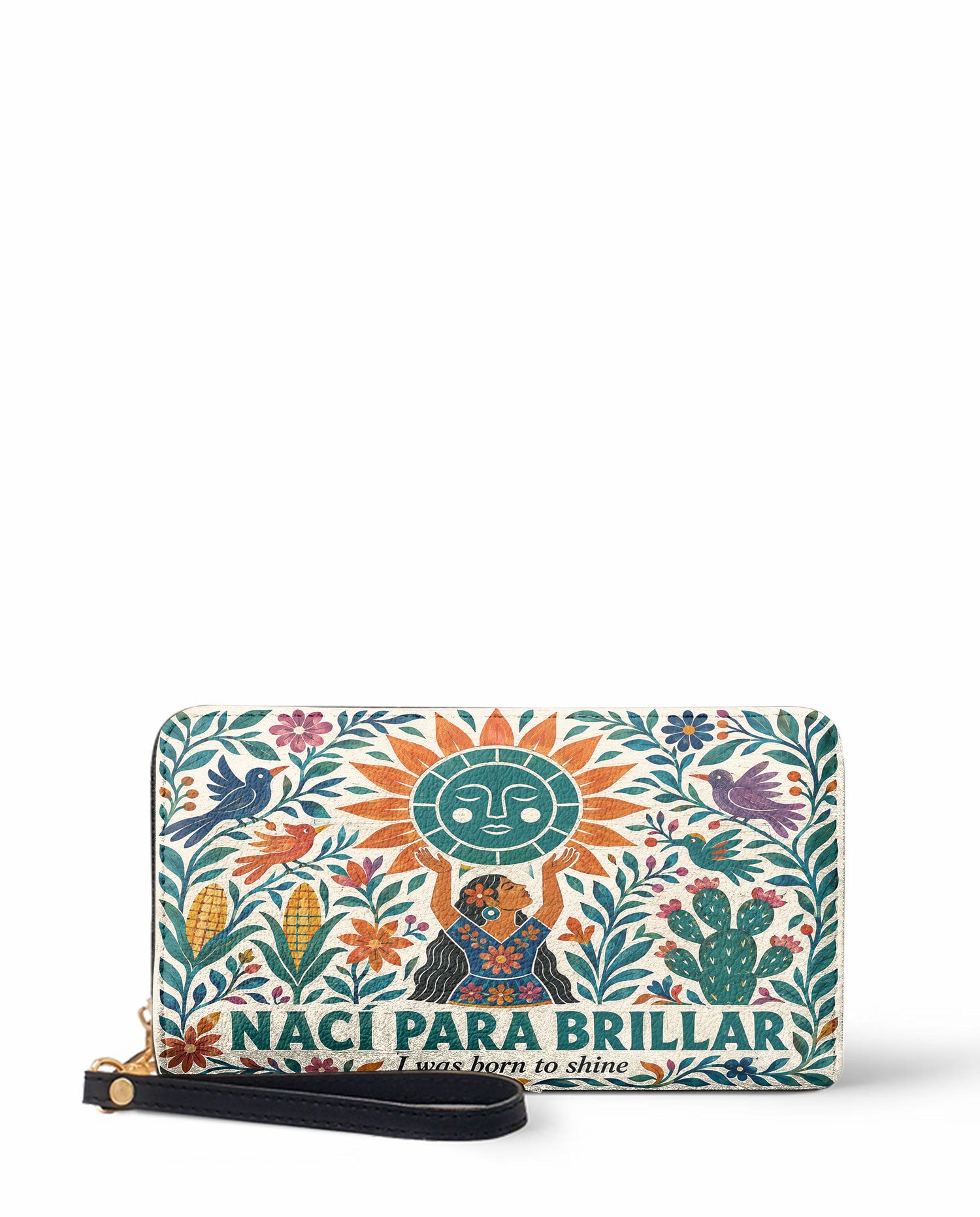 "Nací para brillar" ver.2 Long Wallet - front view | Paleta Bags