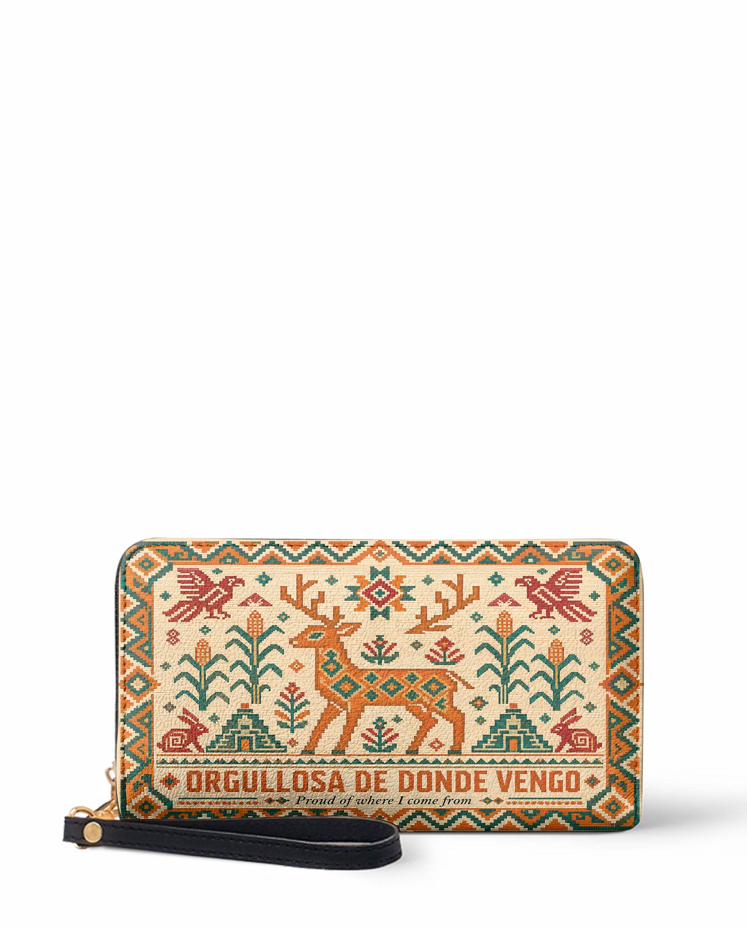 "Orgullosa de donde vengo" ver.1 Long Wallet - front view | Paleta Bags