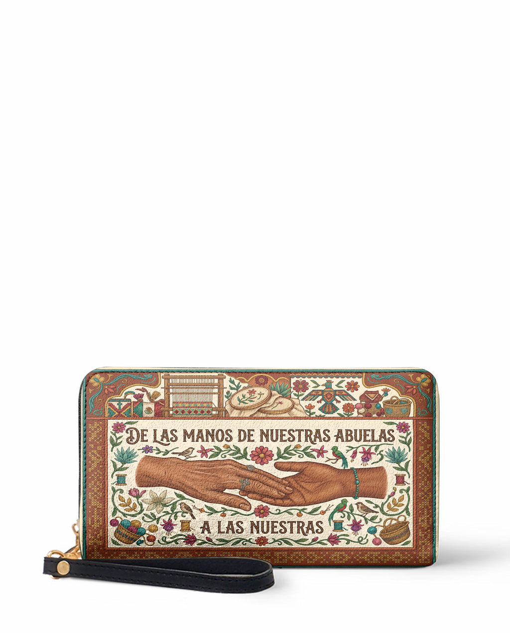 "De las manos de nuestras abuelas a las nuestras" ver.4 Long Wallet - front view | Paleta Bags