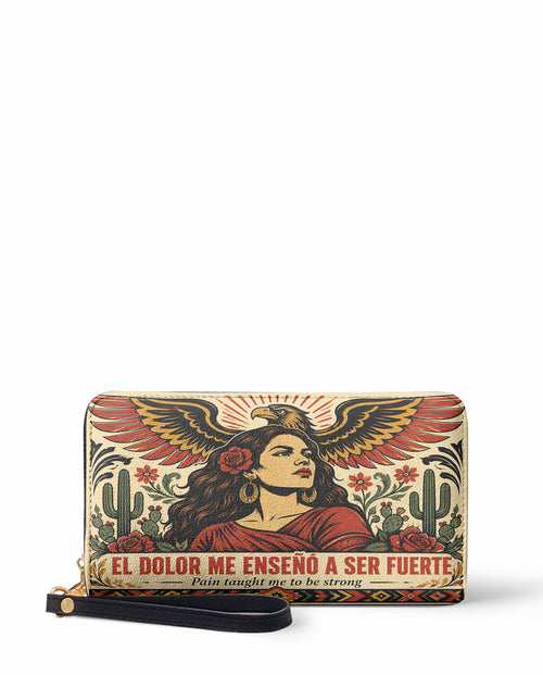 "El dolor me enseñó a ser fuerte" ver.3 Long Wallet - front view | Paleta Bags