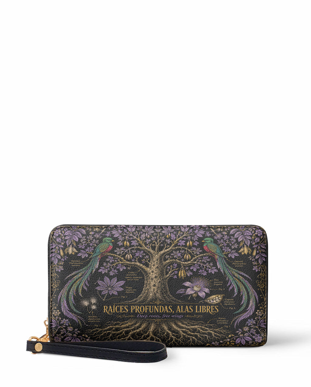 "Raíces profundas, alas libres" ver.2 Long Wallet - front view | Paleta Bags