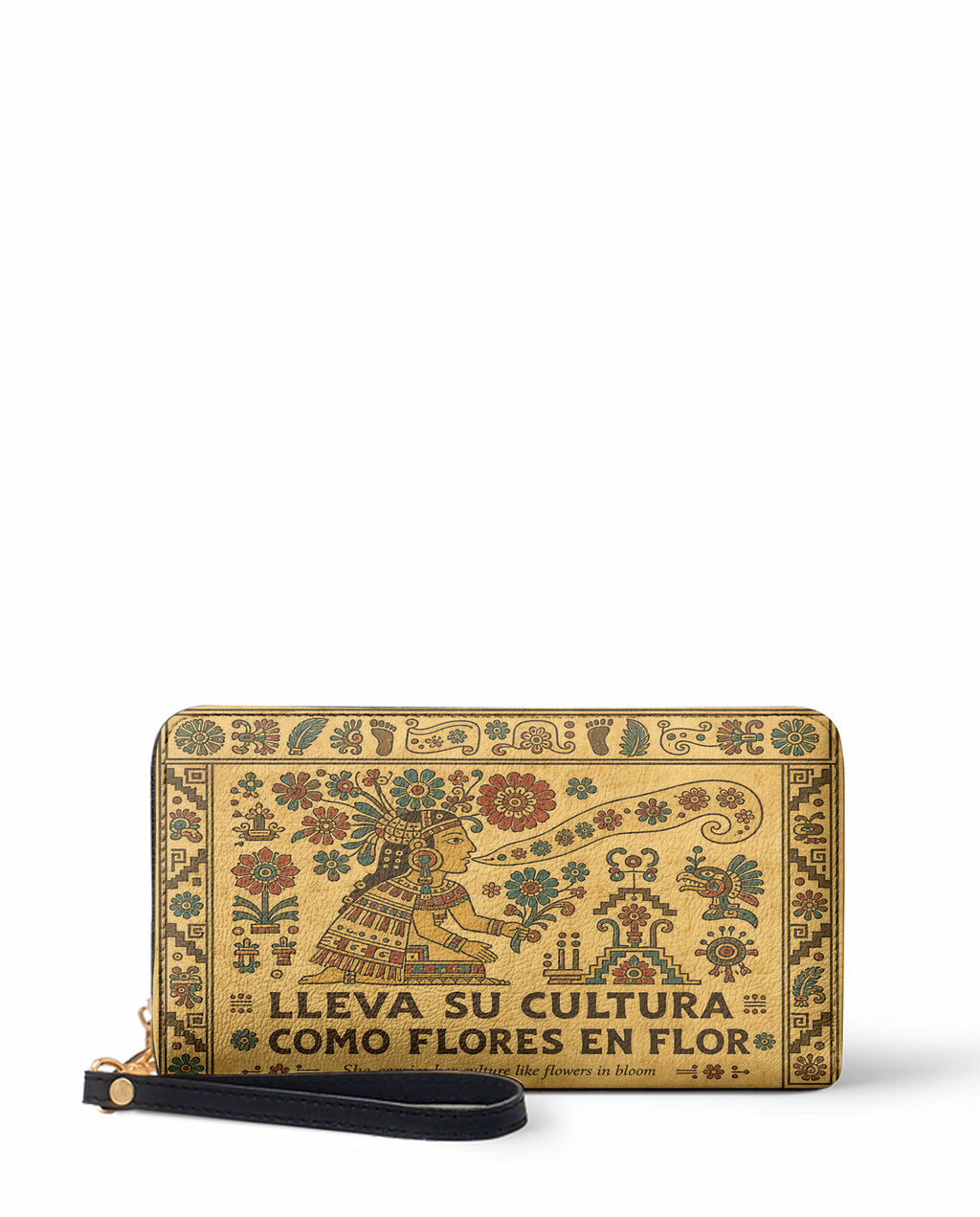 "Lleva su cultura como flores en flor" ver.5 Long Wallet - front view | Paleta Bags