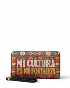 "Mi cultura es mi fortaleza" ver.6 Long Wallet - front view | Paleta Bags