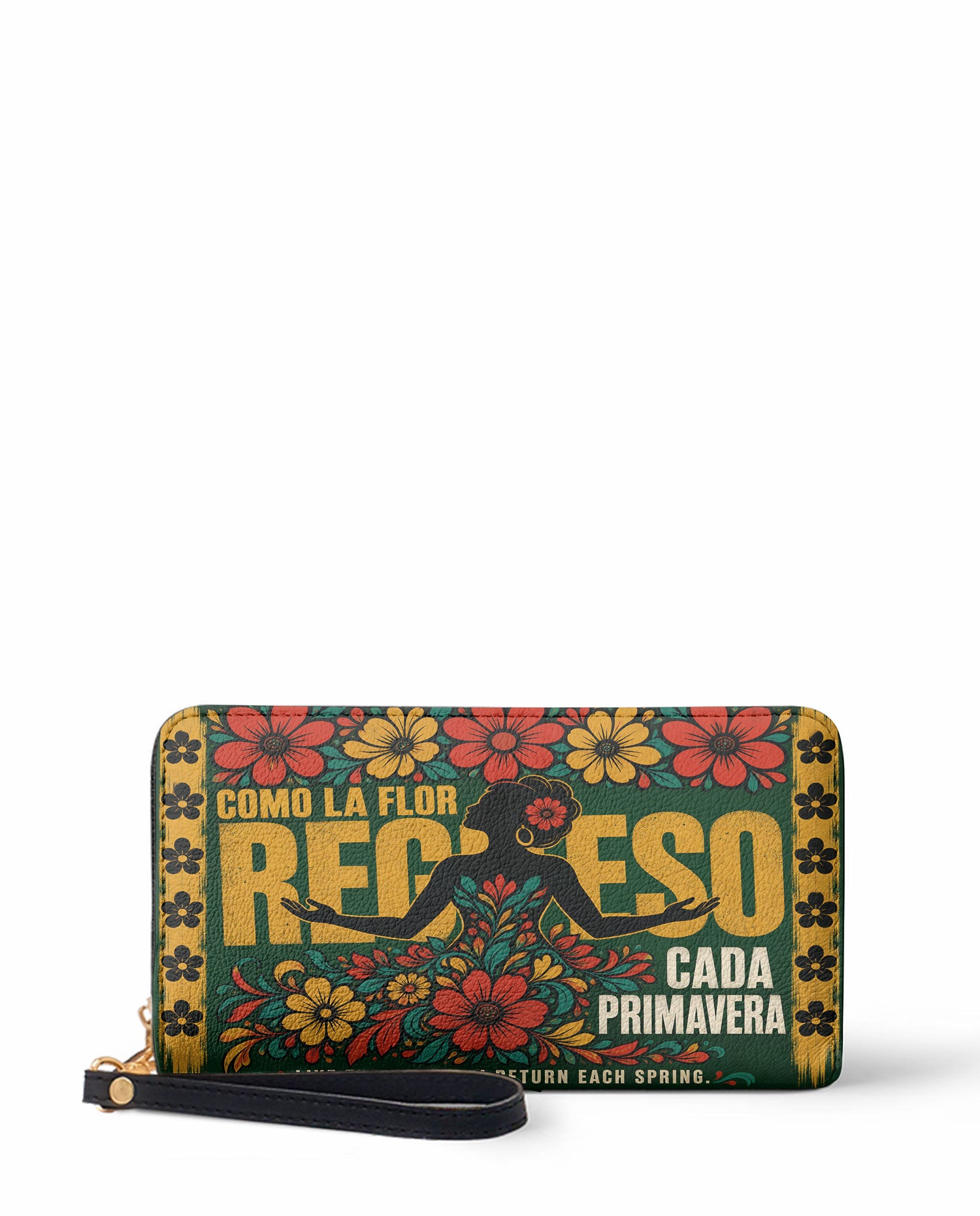 "Como la flor, regreso cada primavera" ver.1 Long Wallet - front view | Paleta Bags