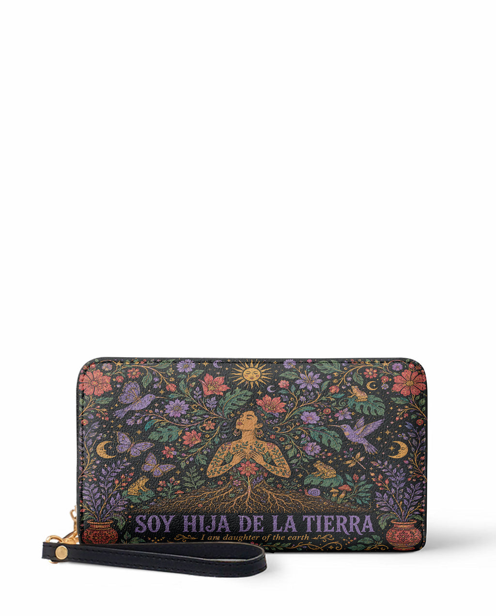 "Soy hija de la tierra" ver.3 Long Wallet - front view | Paleta Bags