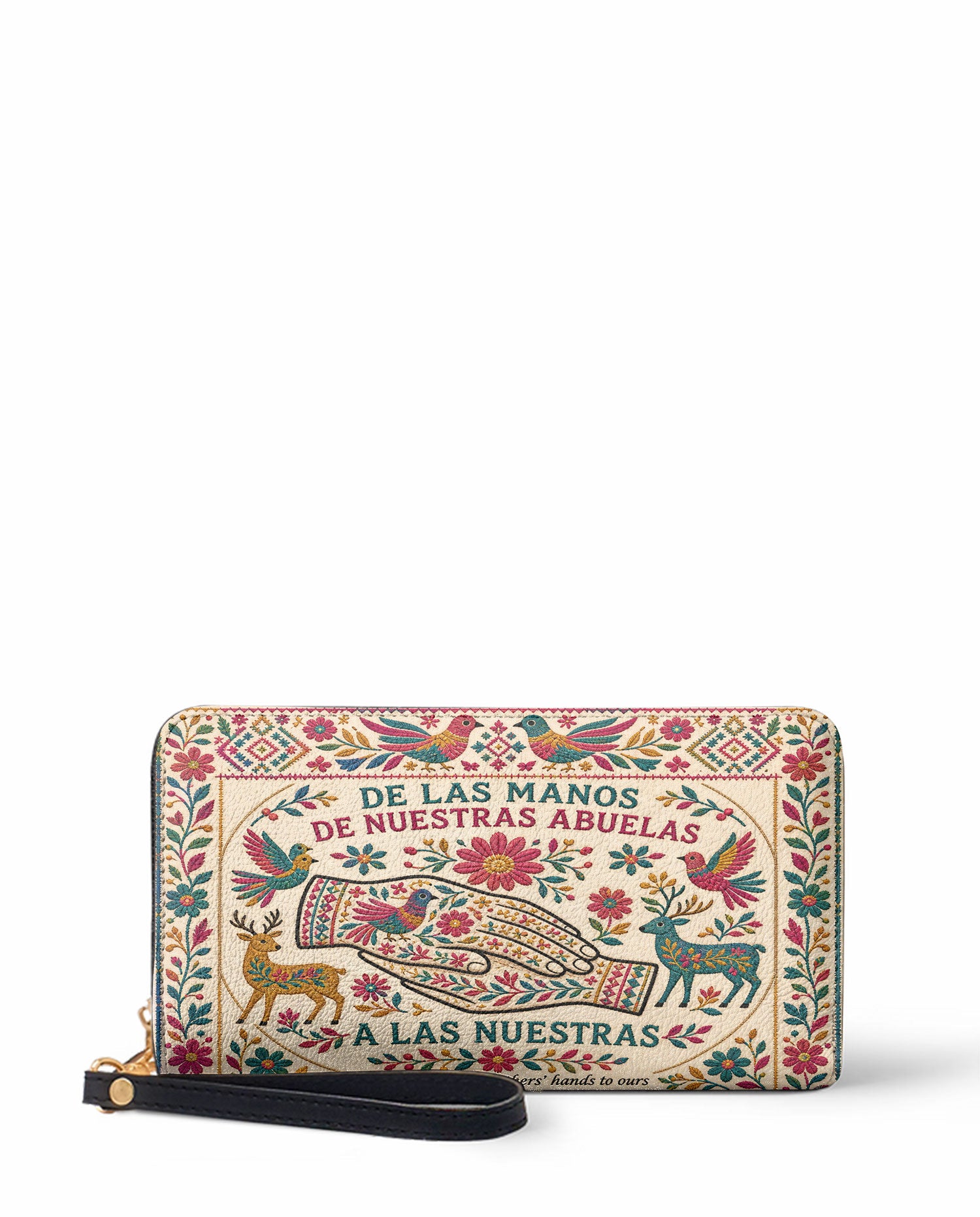 "De las manos de nuestras abuelas a las nuestras" ver.1 Long Wallet - front view | Paleta Bags