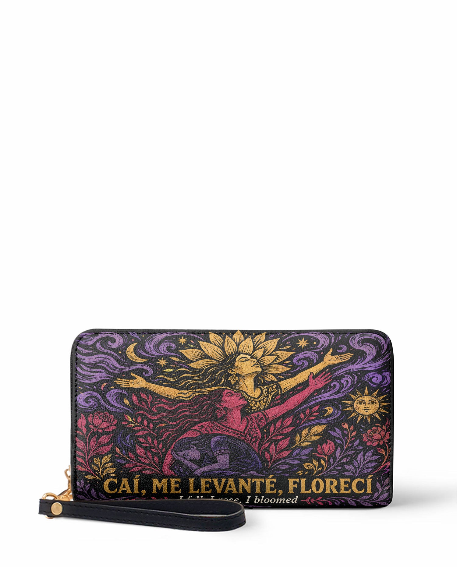 "Caí, me levanté, florecí" ver.4 Long Wallet - front view | Paleta Bags
