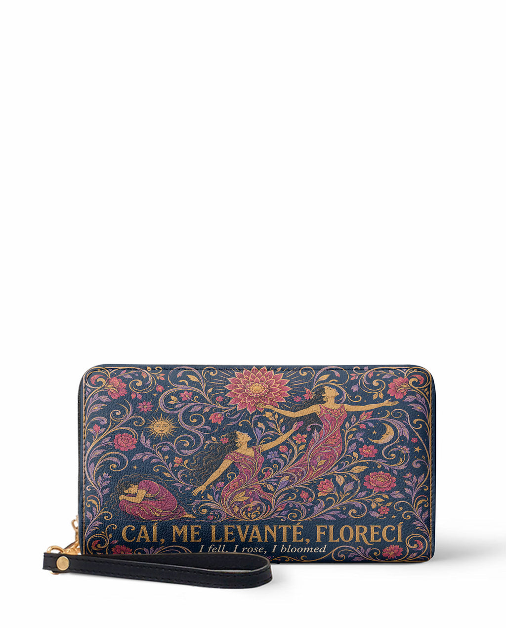"Caí, me levanté, florecí" ver.5 Long Wallet - front view | Paleta Bags