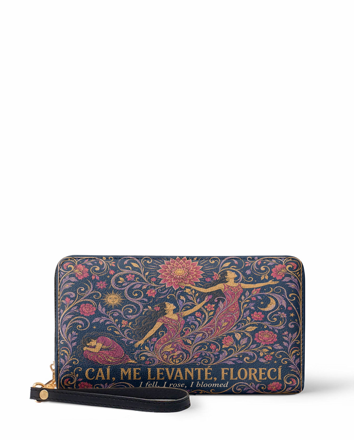 "Caí, me levanté, florecí" ver.5 Long Wallet - front view | Paleta Bags