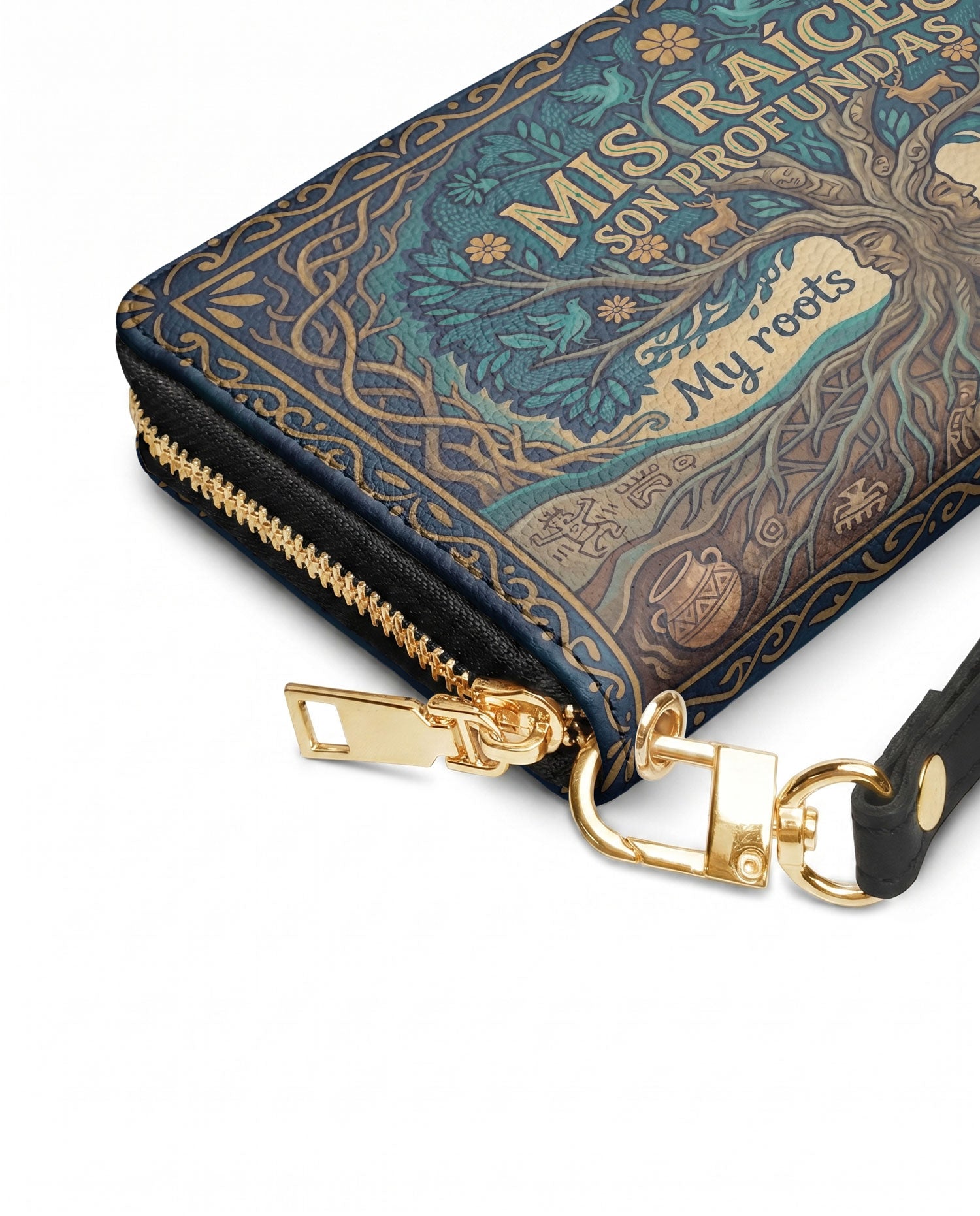 "Mis Raíces son Profundas" ver.1 Long Wallet - side view | Paleta Bags