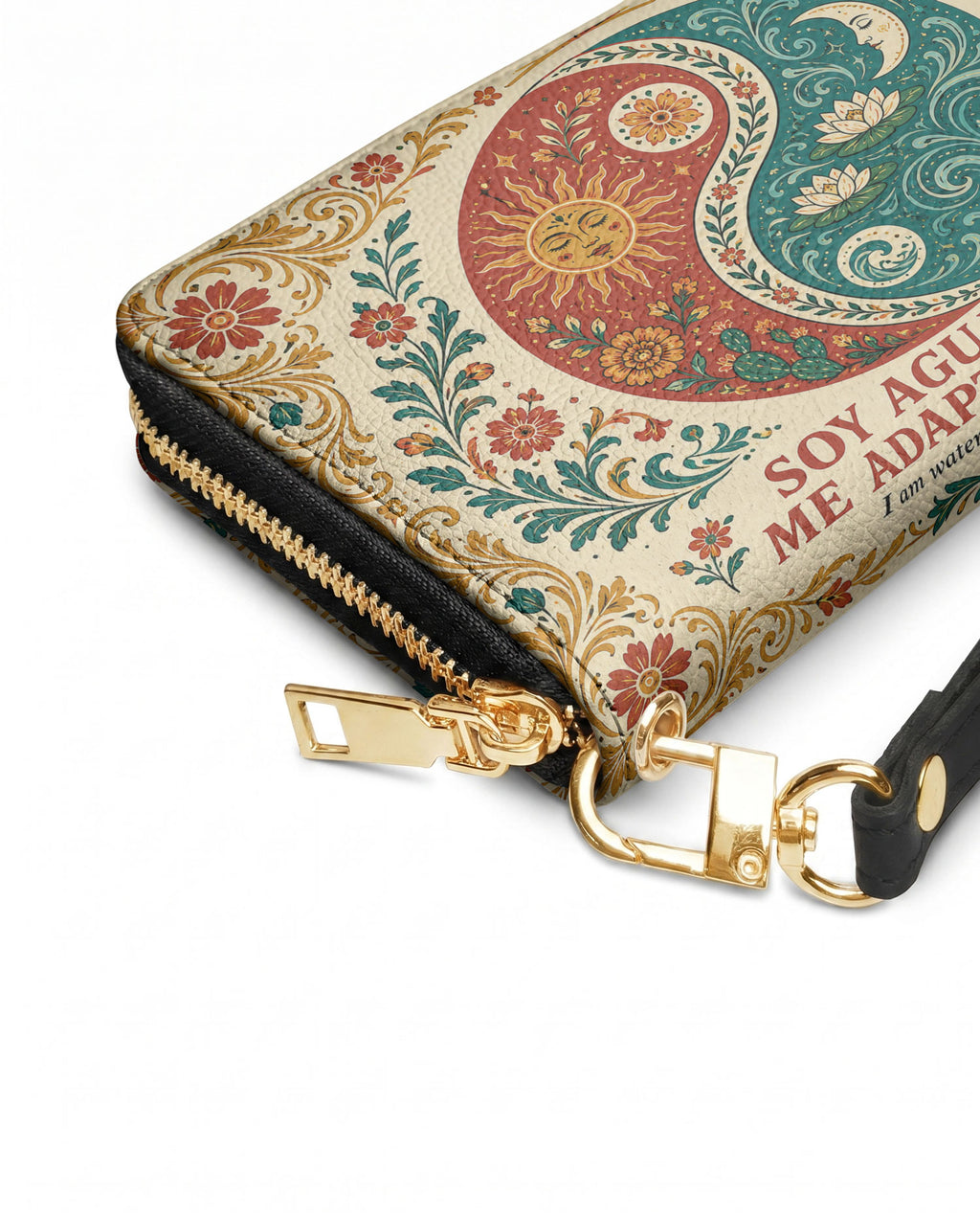 "Soy agua fluyo, me adapto, persisto" ver.5 Long Wallet - side view | Paleta Bags