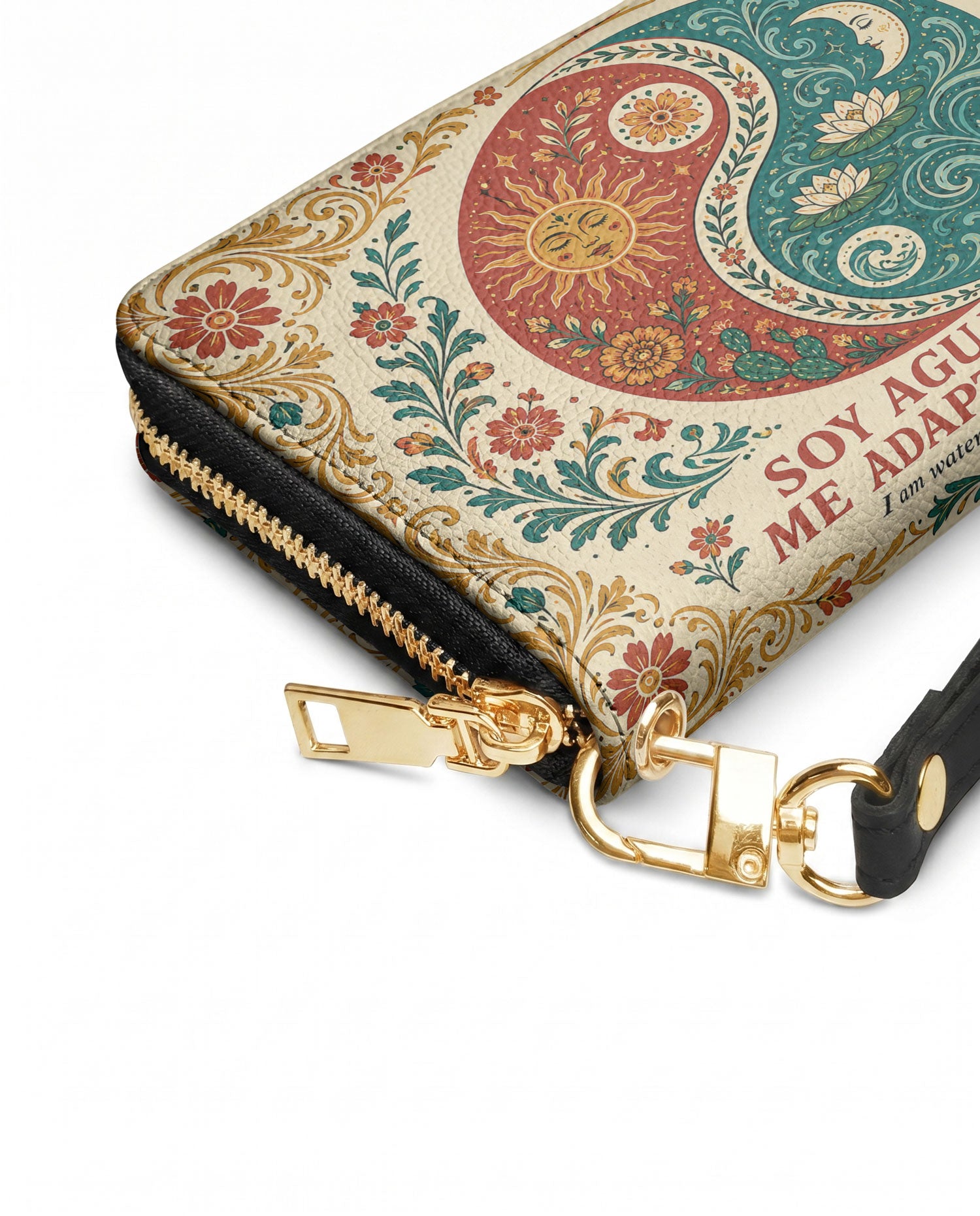 "Soy agua fluyo, me adapto, persisto" ver.5 Long Wallet - side view | Paleta Bags