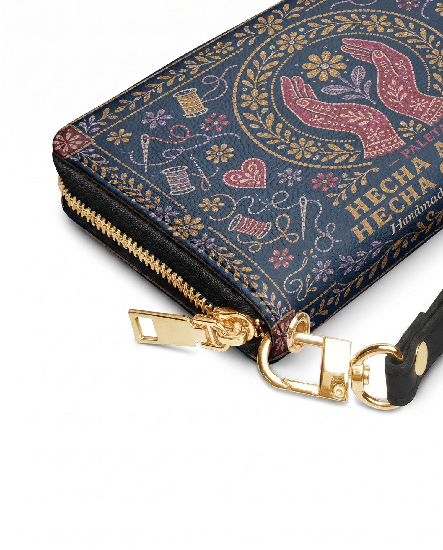 "Hecha a mano, hecha con amor" ver.4 Long Wallet - side view | Paleta Bags
