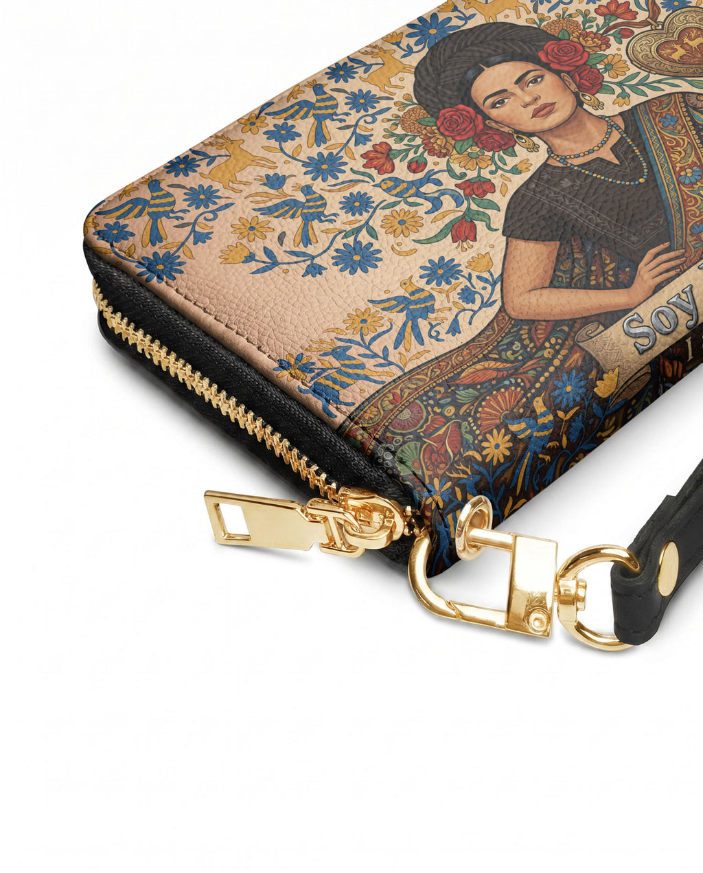 "Soy Fuerte" ver.3 Long Wallet - side view | Paleta Bags