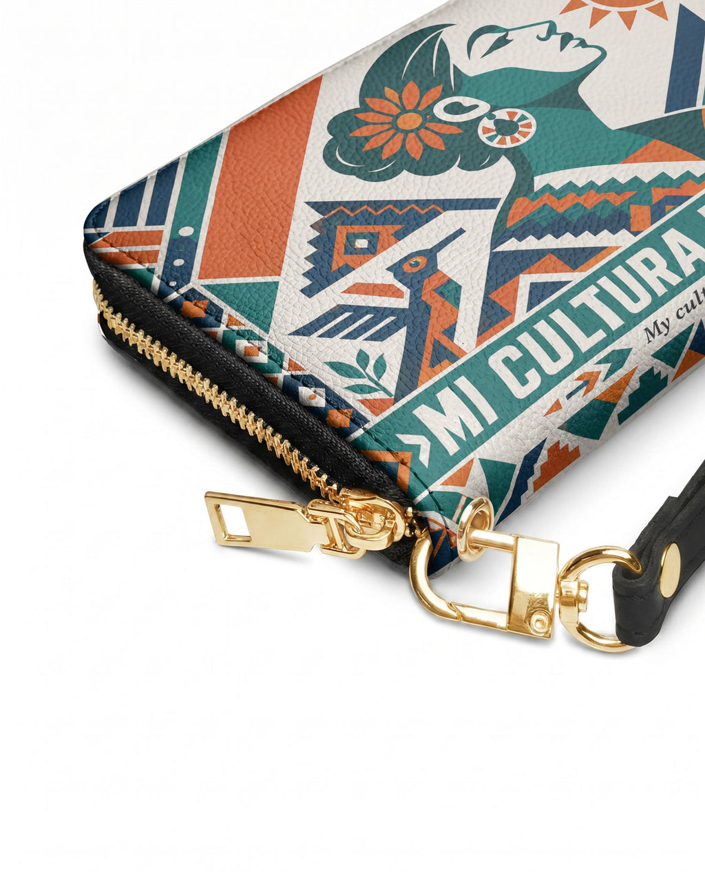 "Mi cultura es mi poder" ver.4 Long Wallet - side view | Paleta Bags
