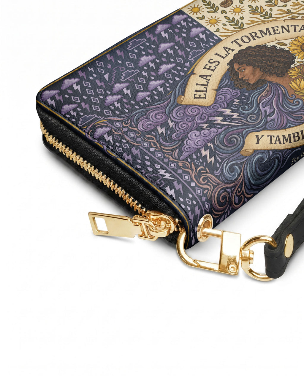 "Ella es la tormenta y también el refugio" ver.2 Long Wallet - side view | Paleta Bags