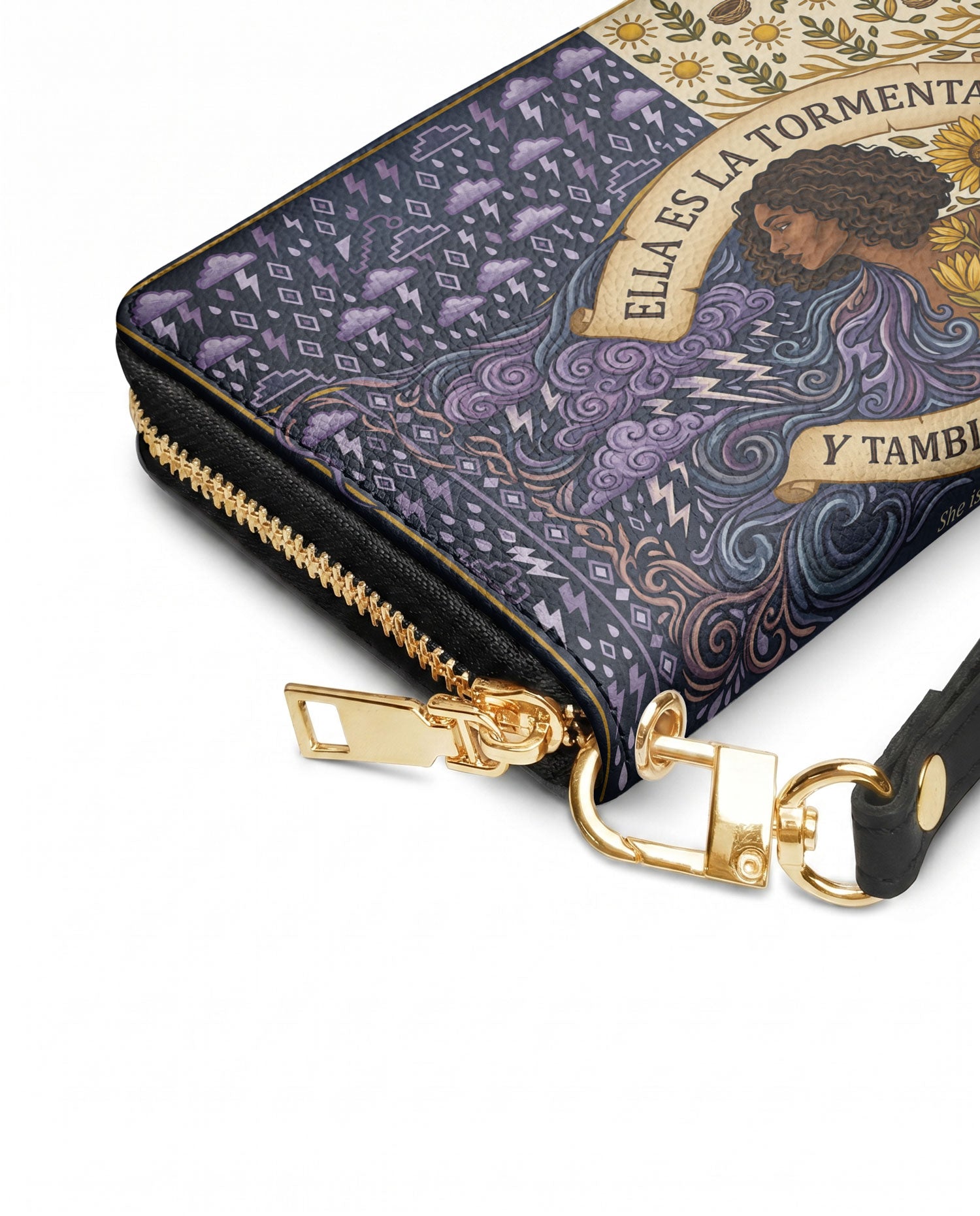 "Ella es la tormenta y también el refugio" ver.2 Long Wallet - side view | Paleta Bags
