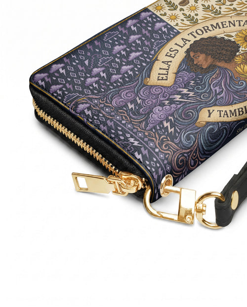 "Ella es la tormenta y también el refugio" ver.2 Long Wallet - side view | Paleta Bags