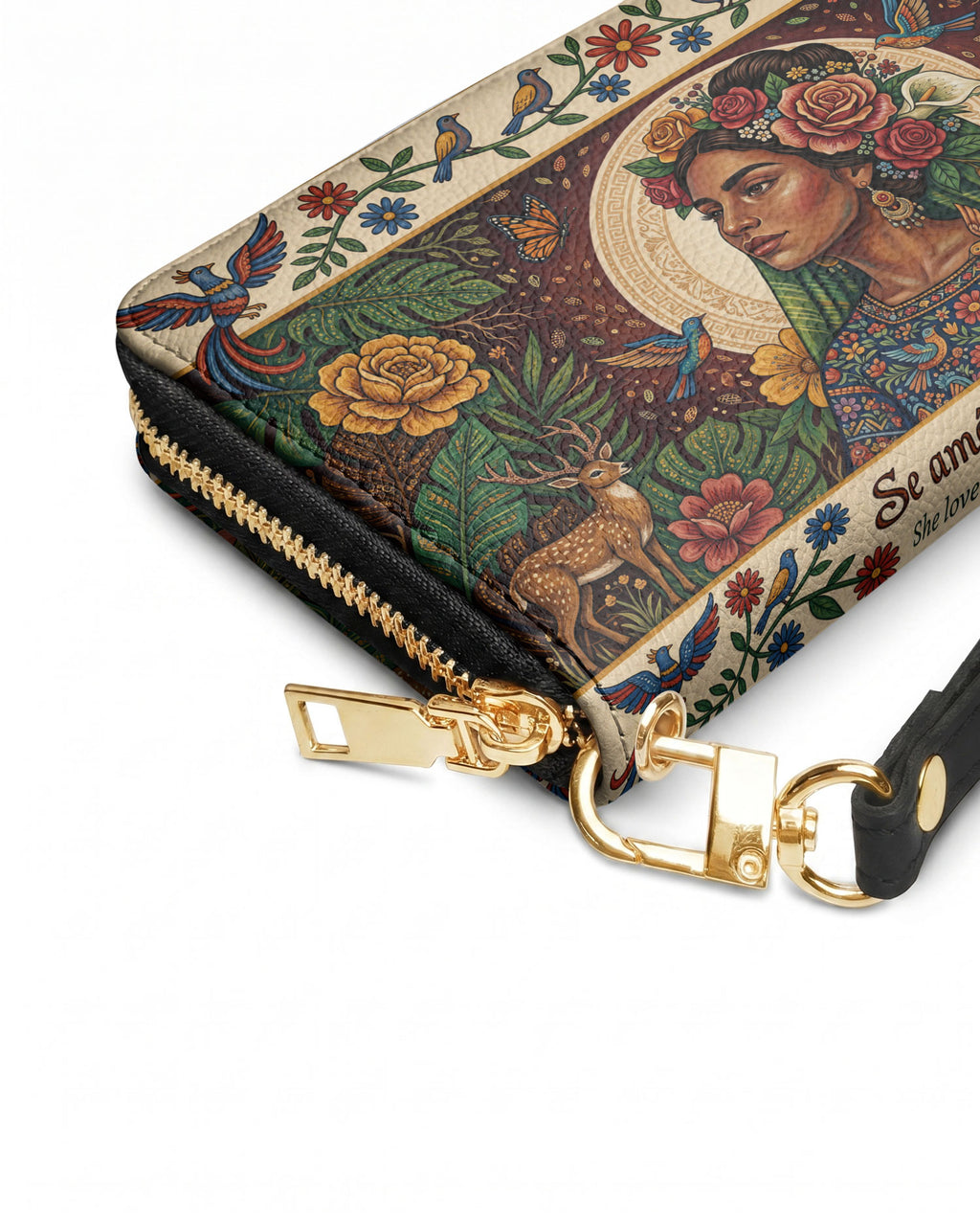 "Se amó hasta florecer" ver.8 Long Wallet - side view | Paleta Bags