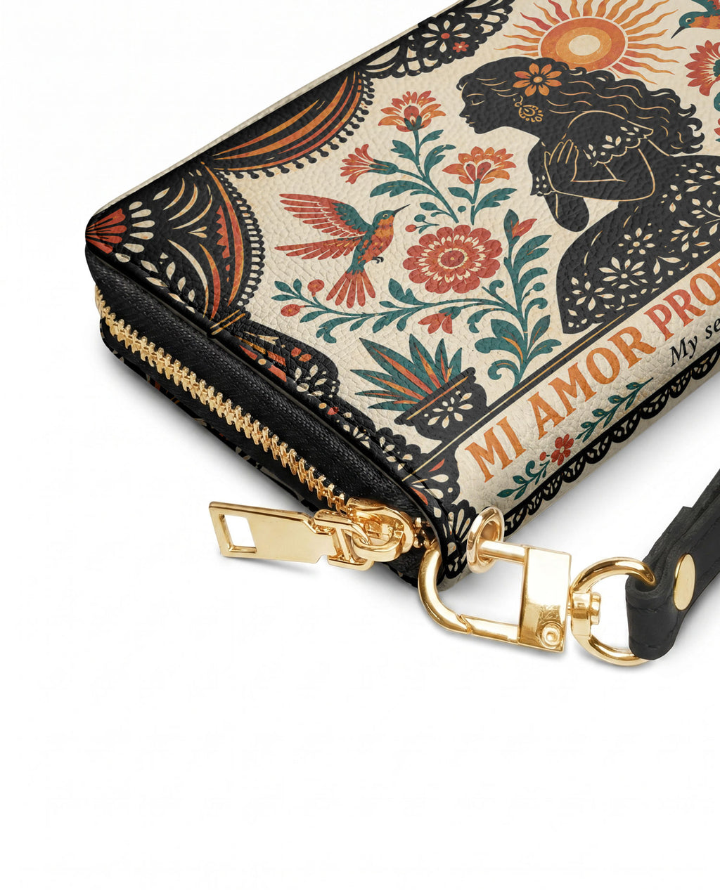 "Mi amor propio es sagrado" ver.5 Long Wallet - side view | Paleta Bags