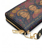 "Llevada por mujeres que inspiran" ver.2 Long Wallet - side view | Paleta Bags