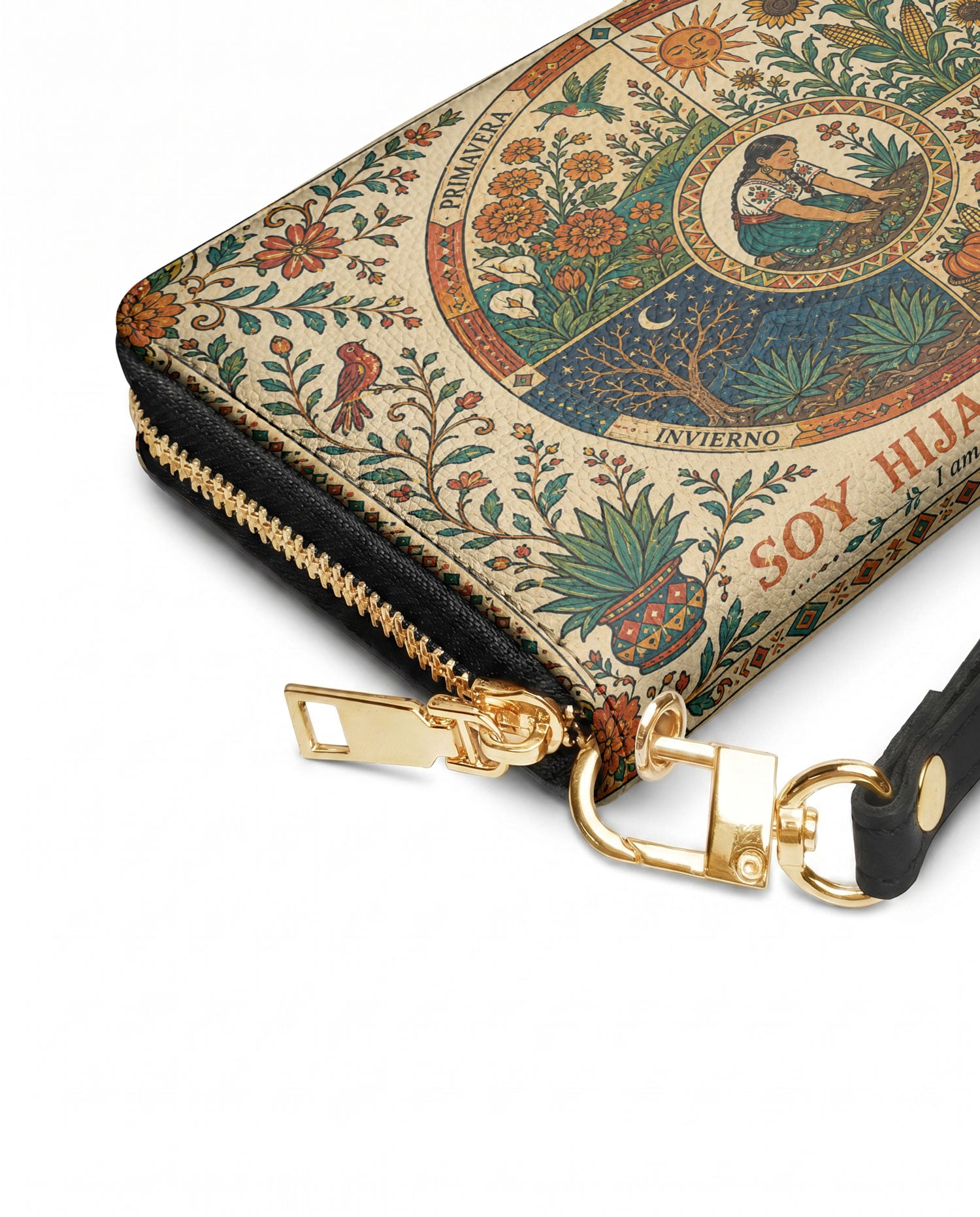 "Soy hija de la tierra" ver.1 Long Wallet - side view | Paleta Bags