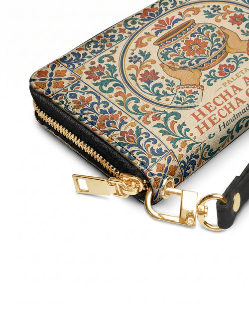 "Hecha a mano, hecha con amor" ver.2 Long Wallet - side view | Paleta Bags
