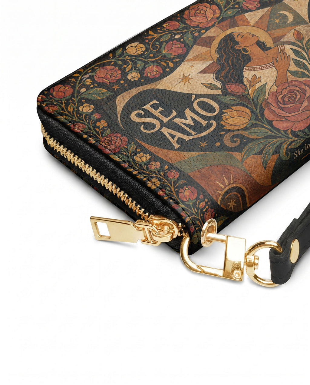 "Se amó hasta florecer" ver.2 Long Wallet - side view | Paleta Bags