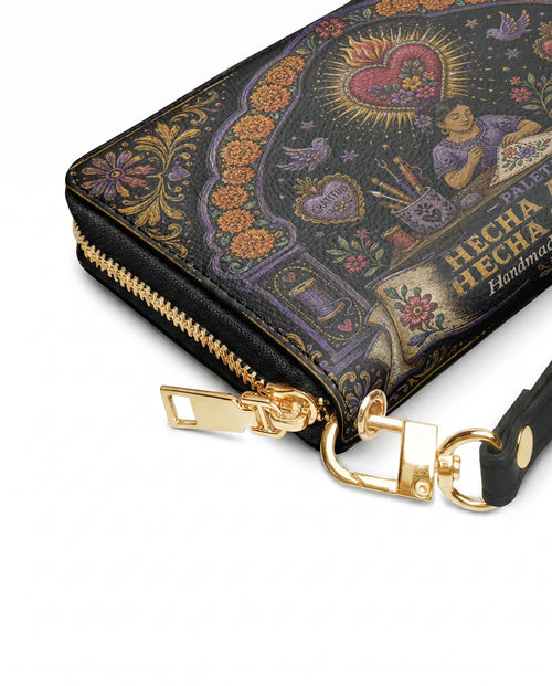"Hecha a mano, hecha con amor" ver.5 Long Wallet - side view | Paleta Bags