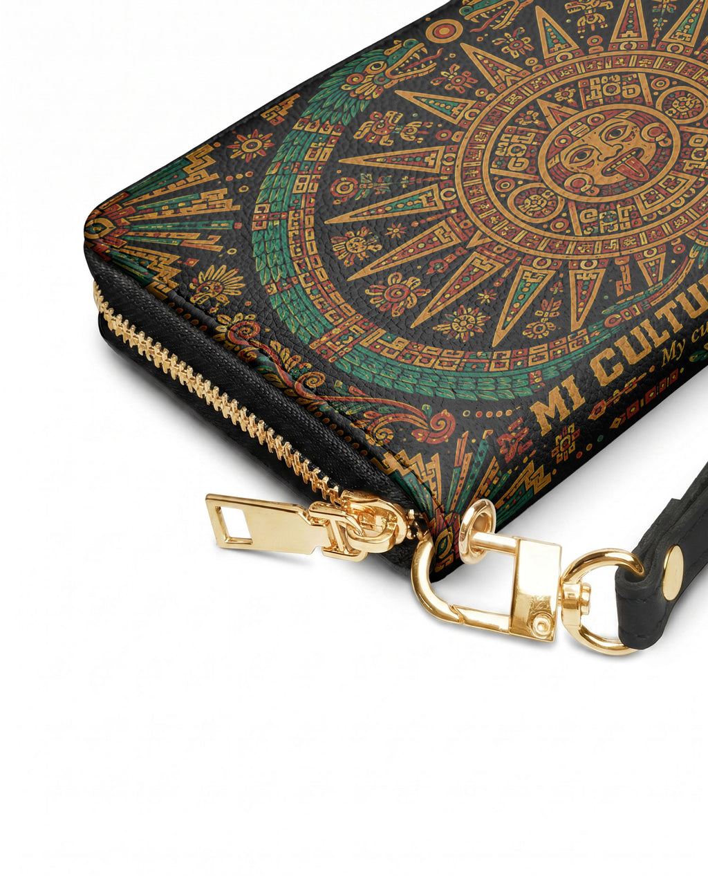 "Mi cultura es mi poder" ver.1 Long Wallet - side view | Paleta Bags