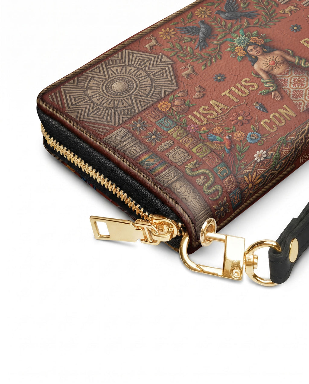 "Usa tus raíces con orgullo" ver.1 Long Wallet - side view | Paleta Bags