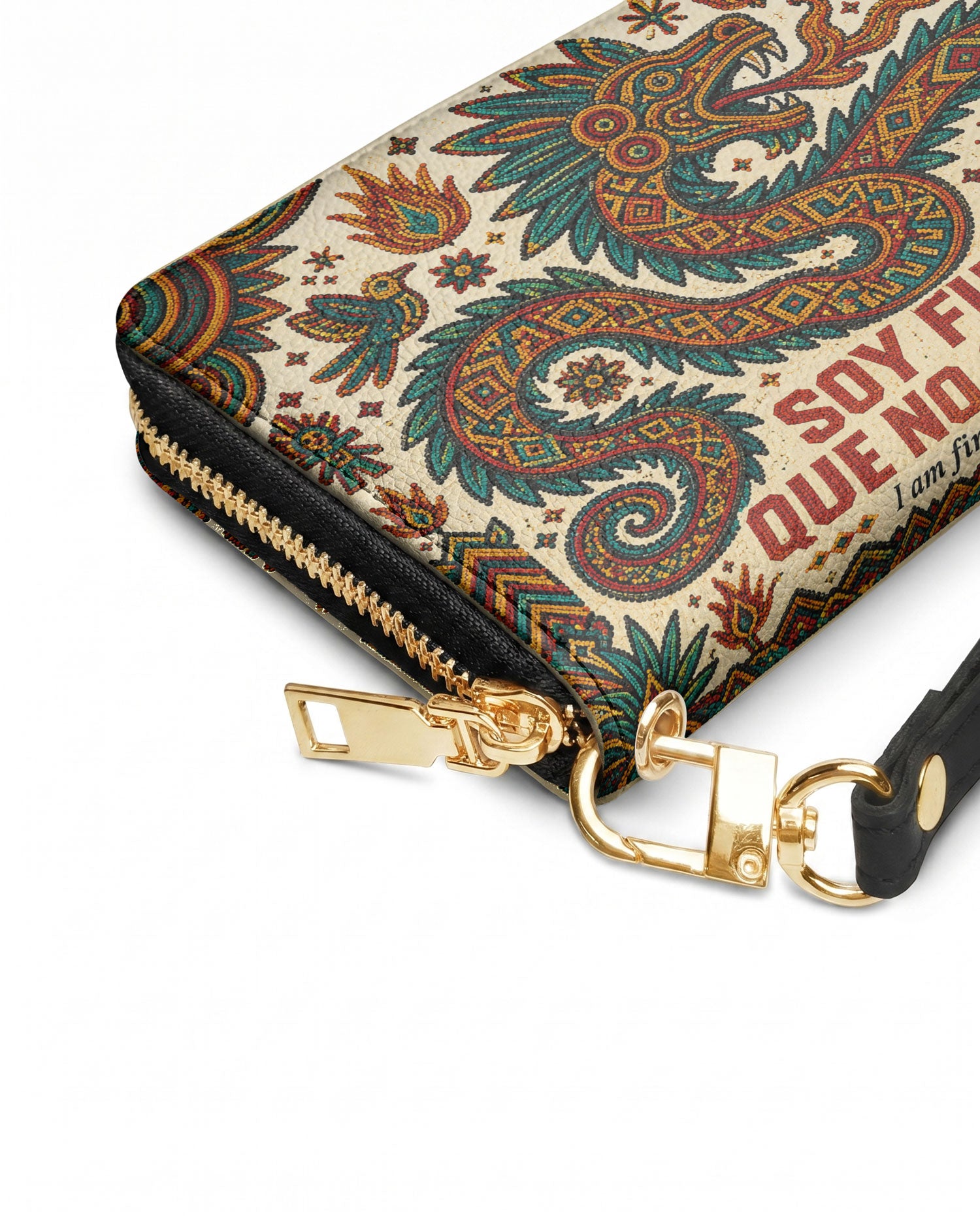 "Soy fuego que no se apaga" ver.2 Long Wallet - side view | Paleta Bags