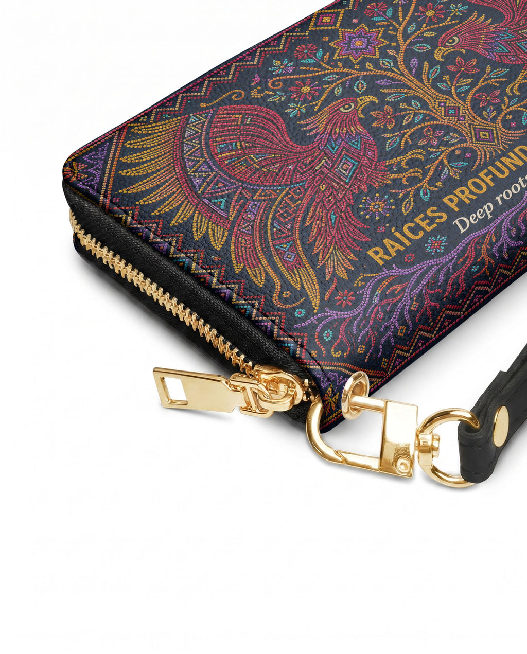 "Raíces profundas, alas libres" ver.1 Long Wallet - side view | Paleta Bags