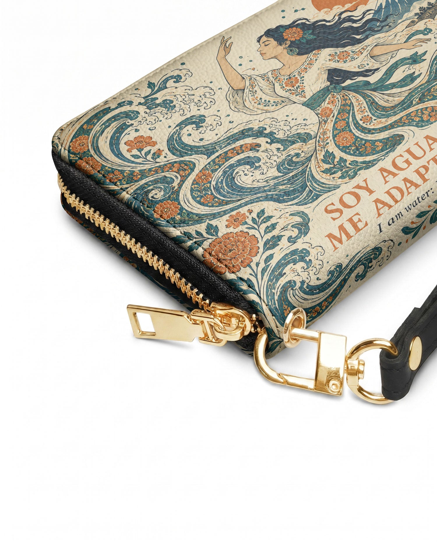 "Soy agua fluyo, me adapto, persisto" ver.4 Long Wallet - side view | Paleta Bags