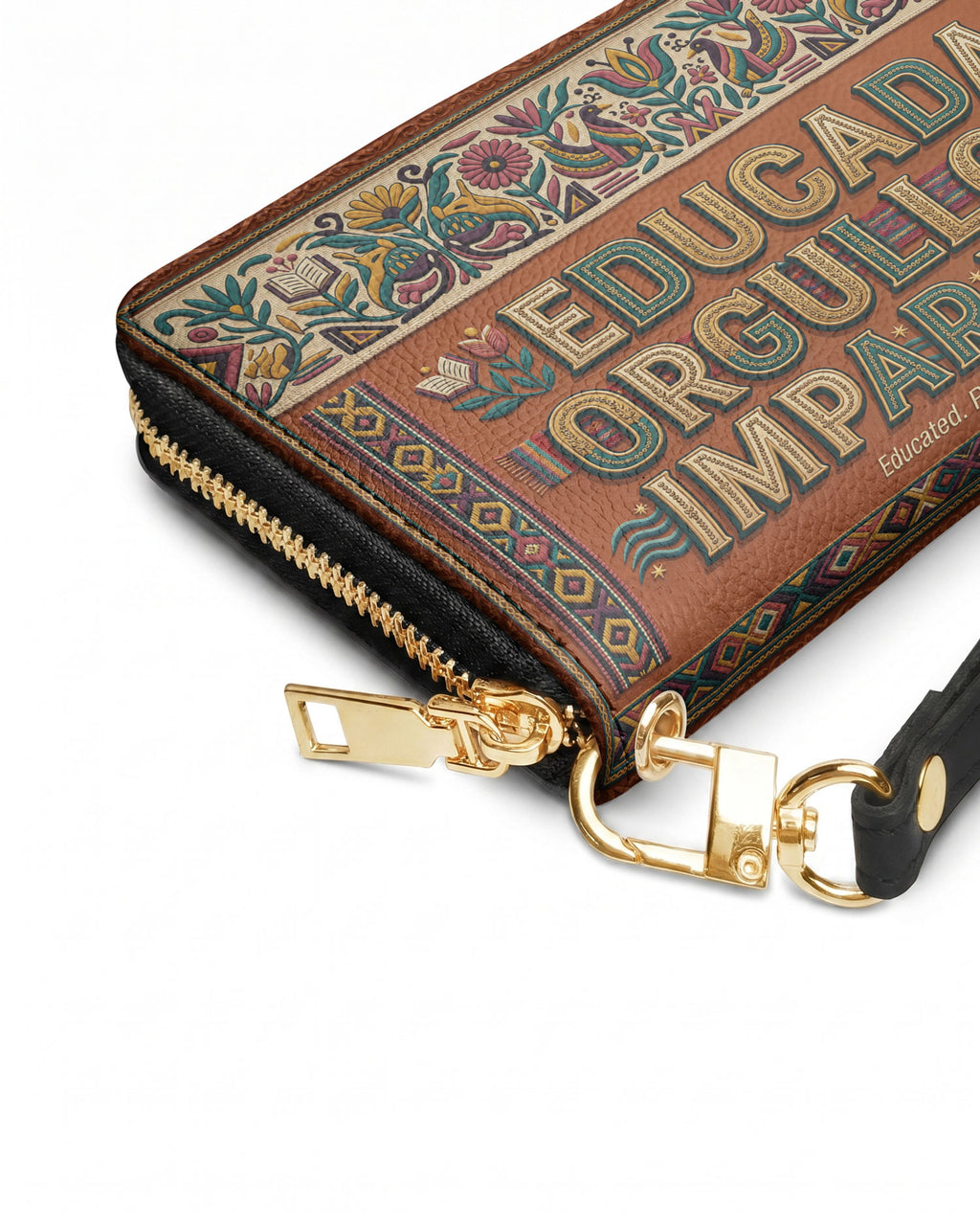 "Educada. Orgullosa. Imparable" ver.3 Long Wallet - side view | Paleta Bags