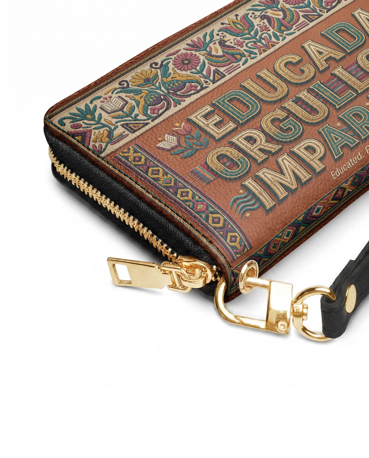 "Educada. Orgullosa. Imparable" ver.3 Long Wallet - side view | Paleta Bags