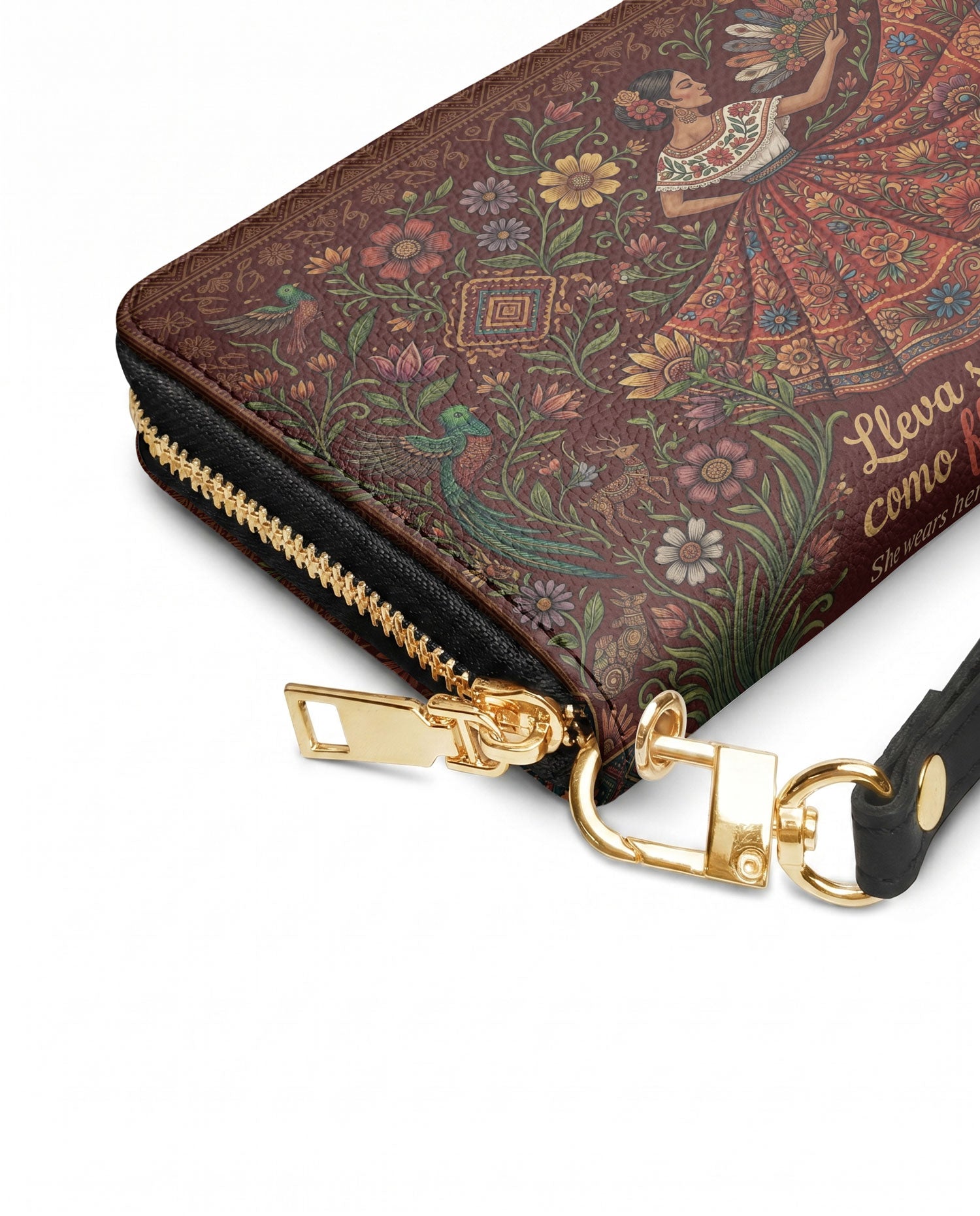 "Nacida de la tierra, hecha para el mundo" ver.5 Long Wallet - side view | Paleta Bags