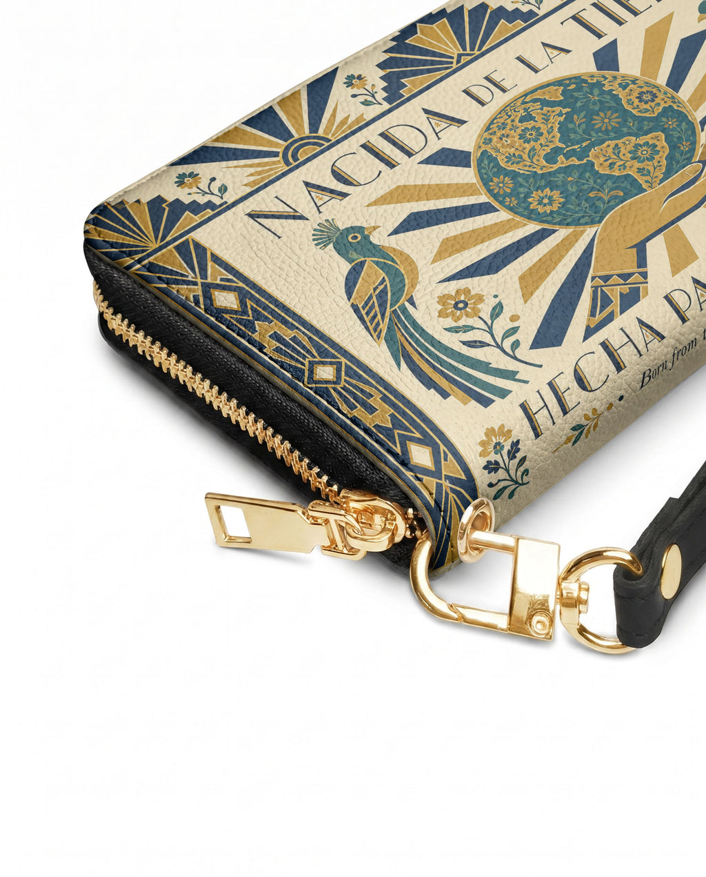 "Nacida de la tierra, hecha para el mundo" ver.2 Long Wallet - side view | Paleta Bags