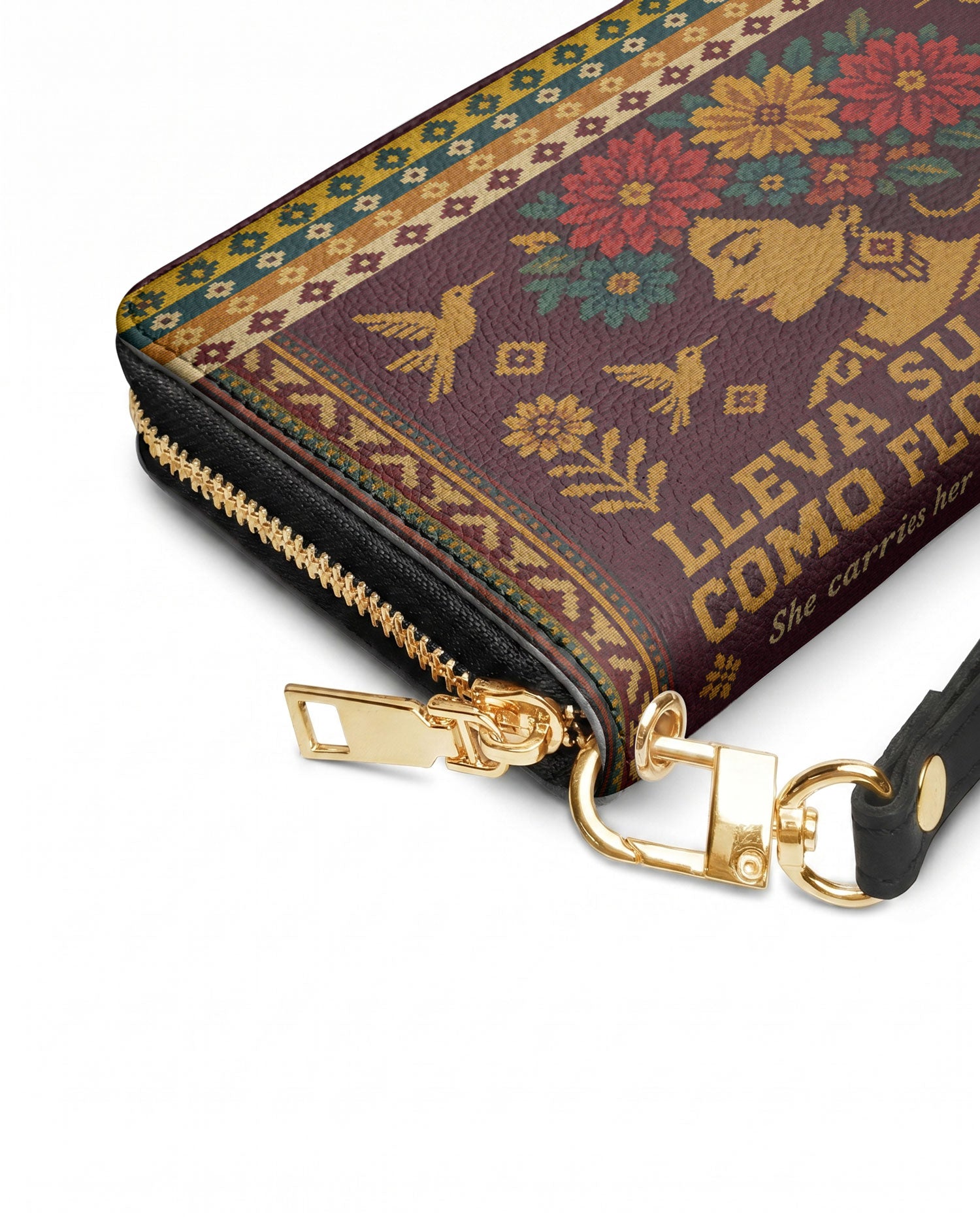 "Lleva su cultura como flores en flor" ver.4 Long Wallet - side view | Paleta Bags