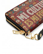 "Mi cultura es mi fortaleza" ver.6 Long Wallet - side view | Paleta Bags
