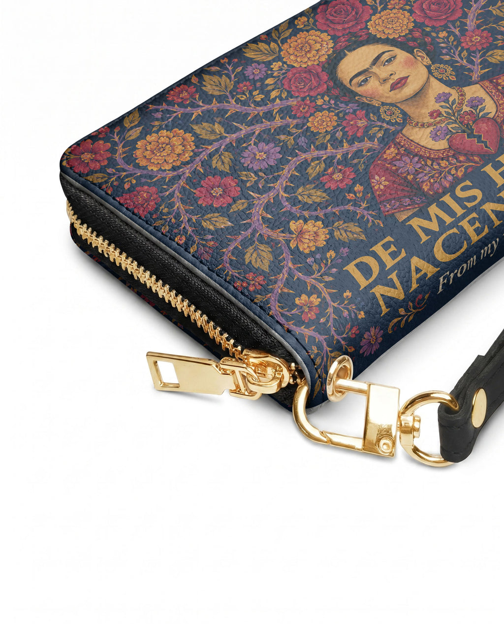 "De mis heridas nacen flores" ver.3 Long Wallet - side view | Paleta Bags