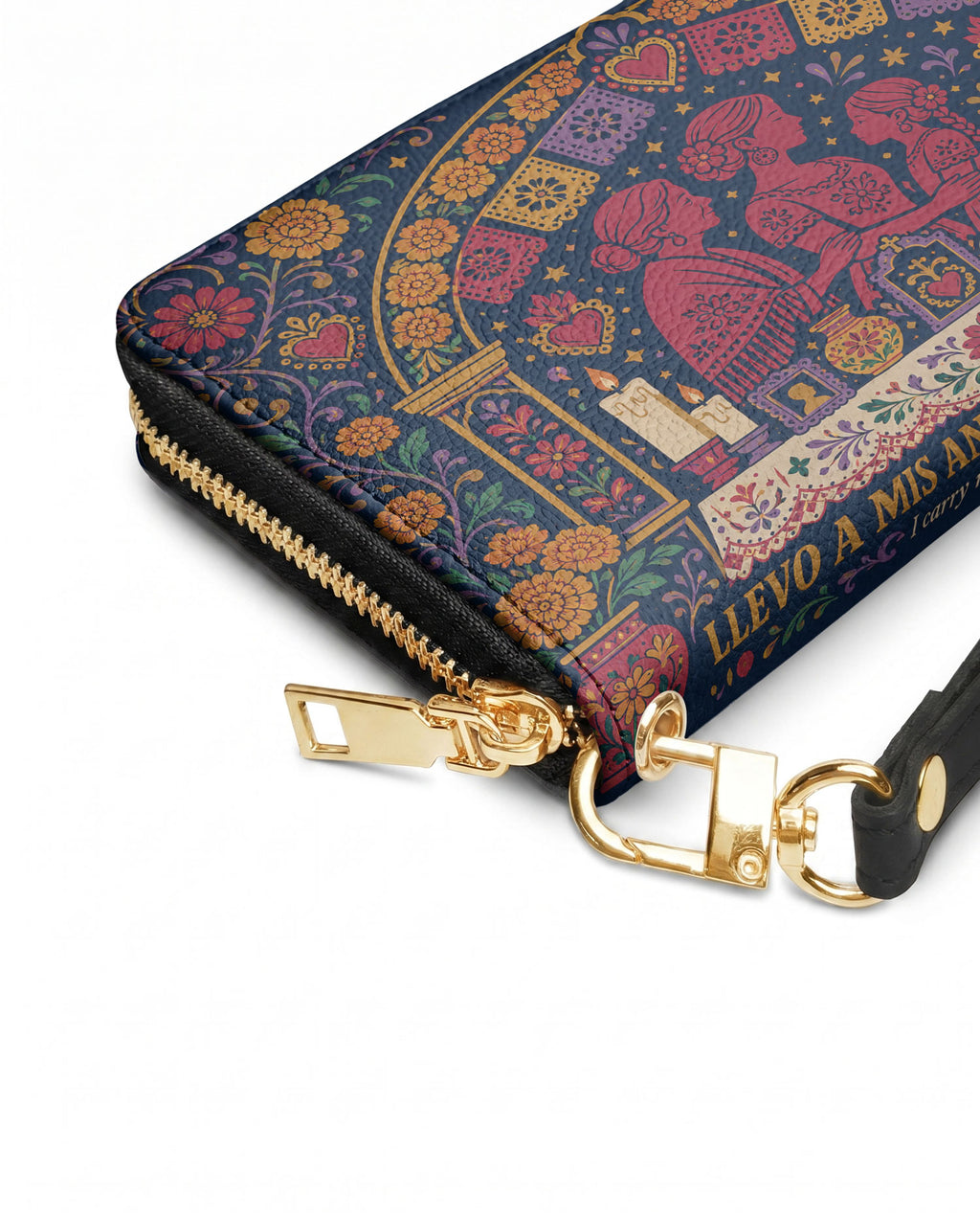 "Llevo a mis ancestros en la sangre" ver.1 Long Wallet - side view | Paleta Bags