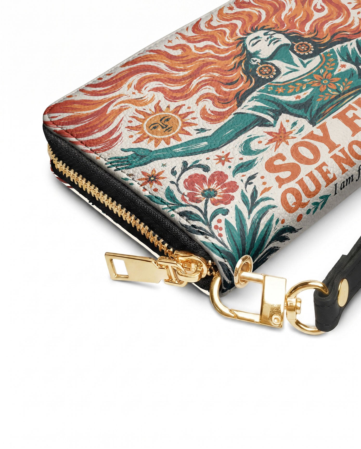 "Soy fuego que no se apaga" ver.4 Long Wallet - side view | Paleta Bags