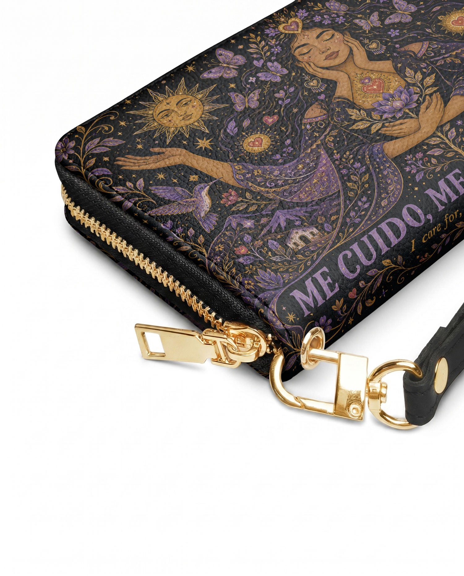 "Me cuido, me amo, me honro" ver.2 Long Wallet - side view | Paleta Bags