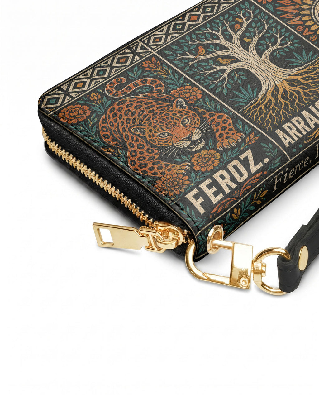 "Feroz. Arraigada. Radiante" ver.1 Long Wallet - side view | Paleta Bags