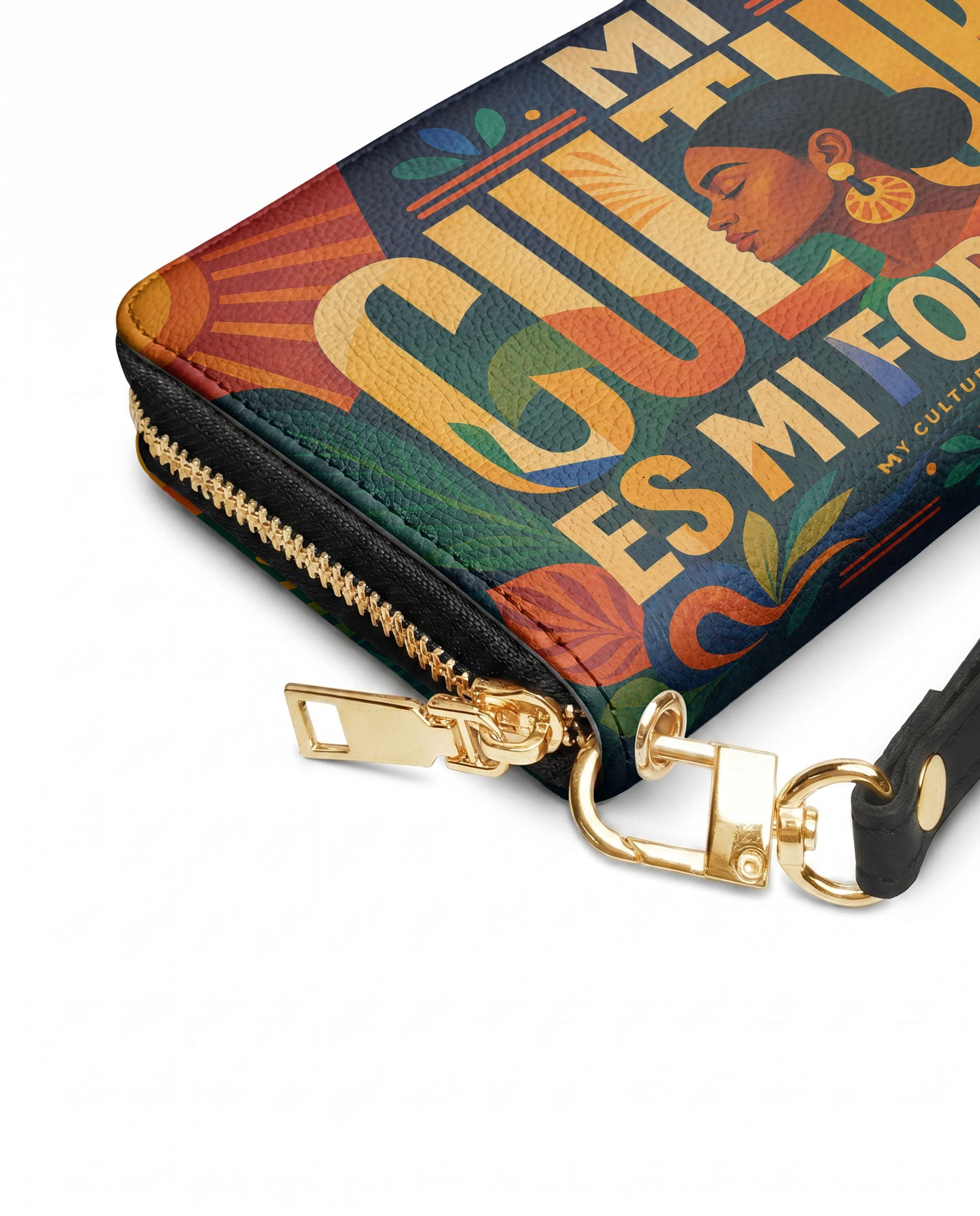 "Mi cultura es mi fortaleza" ver.2 Long Wallet - side view | Paleta Bags