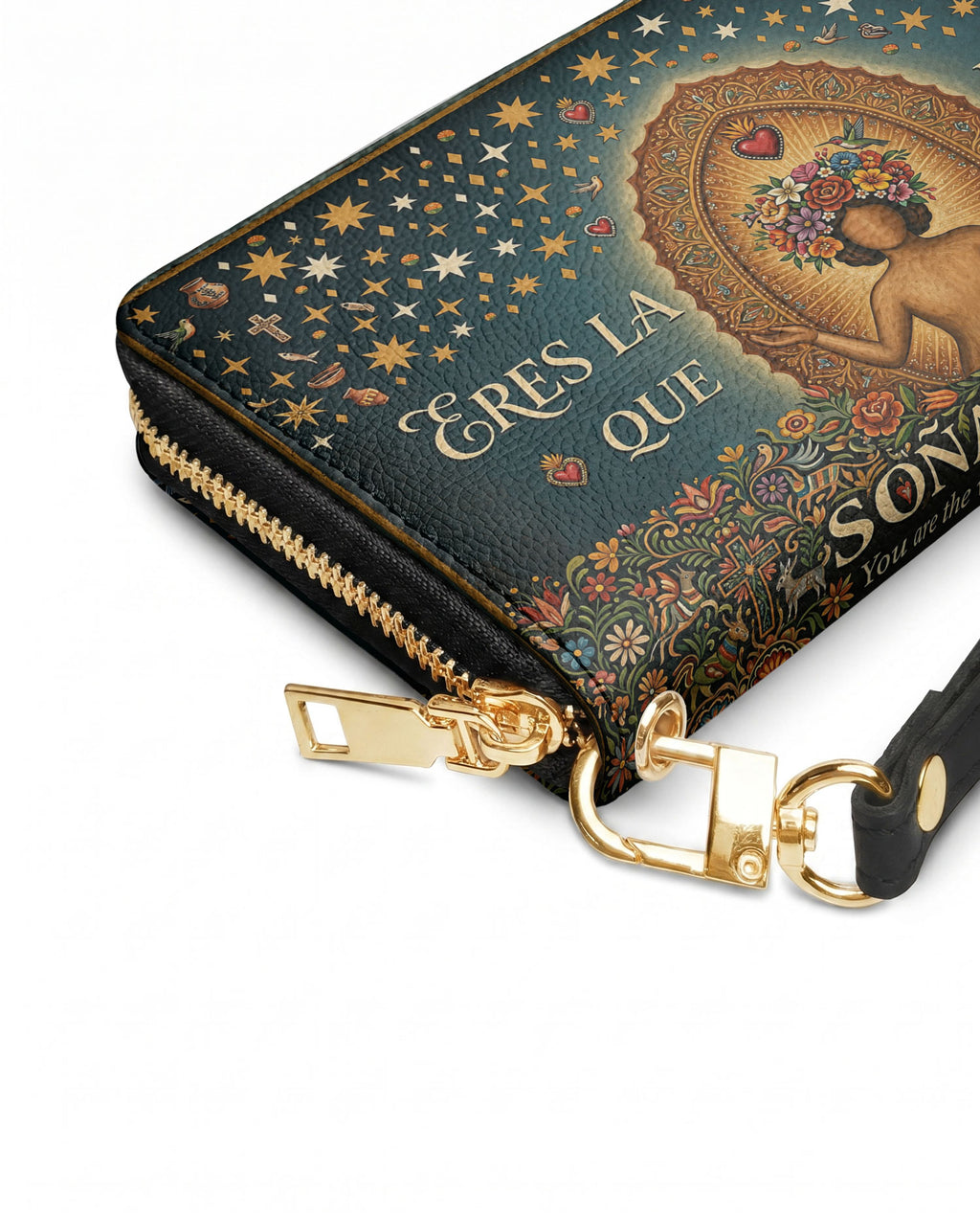 "Eres la mujer que alguna vez soñaste ser" ver.4 Long Wallet - side view | Paleta Bags