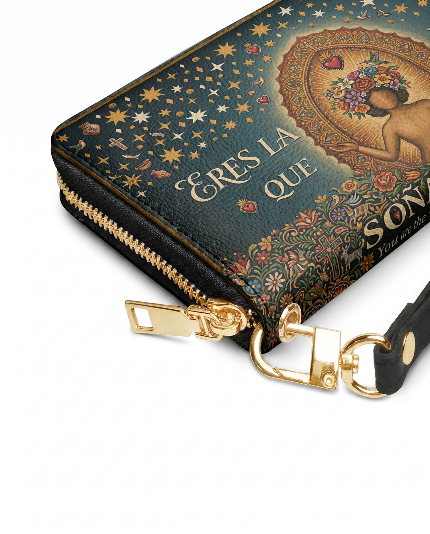 "Eres la mujer que alguna vez soñaste ser" ver.4 Long Wallet - side view | Paleta Bags